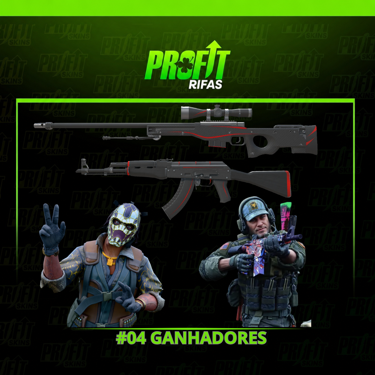04 GANHADORES | AK+ AWP REDLINE + AGENTES 🥳